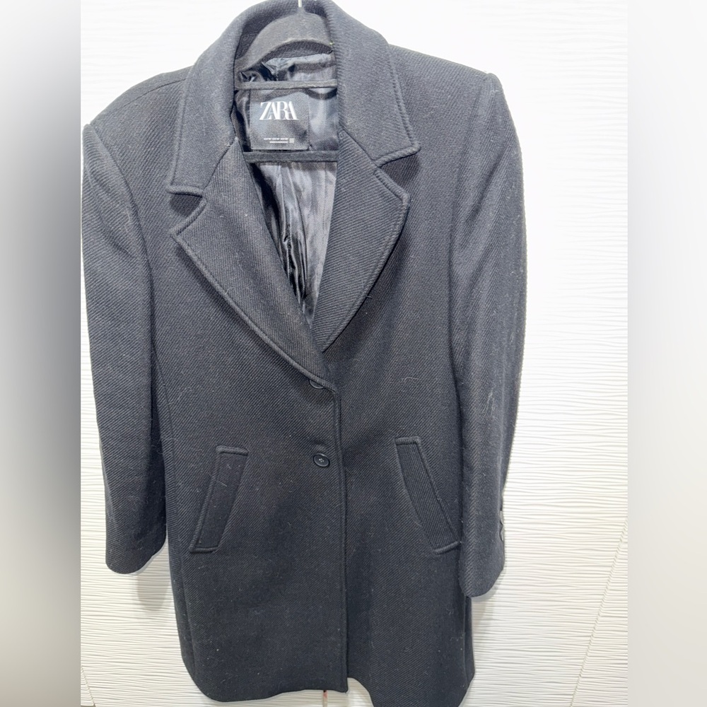 Zara Black Wool Blend Coat